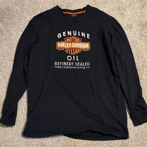 Harley-Davidson Black Long-Sleeve Shirt with Orange & White Logo